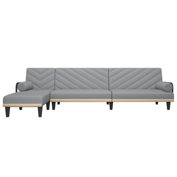 vidaXL L-formet sovesofa 260x140x70 cm stof lysegr&aring;