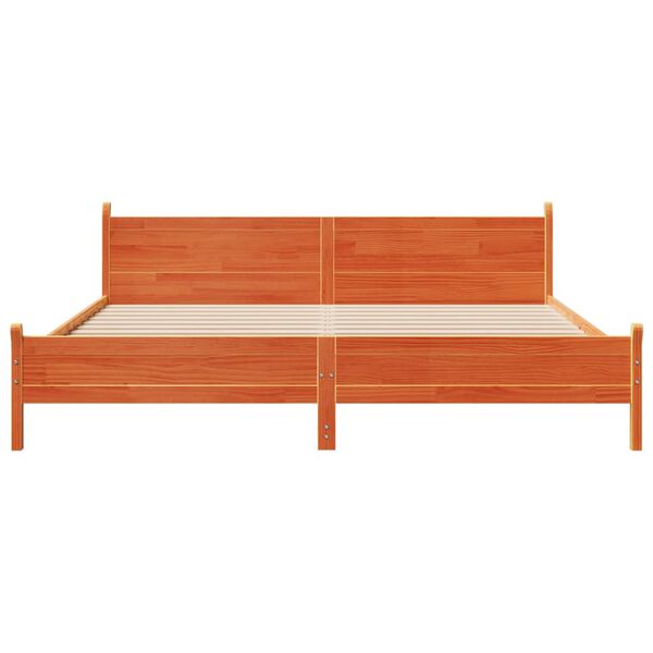 vidaXL sengeramme uden madras 180x200 cm massivt fyrretr&aelig; gyldenbrun