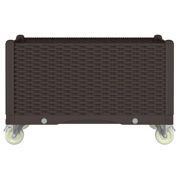 vidaXL plantekasse med hjul 80x50x54 cm PP brun