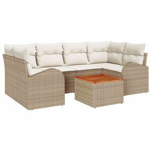 vidaXL Havesofa S&aelig;t med pude 7 pcs Beige polyrattan