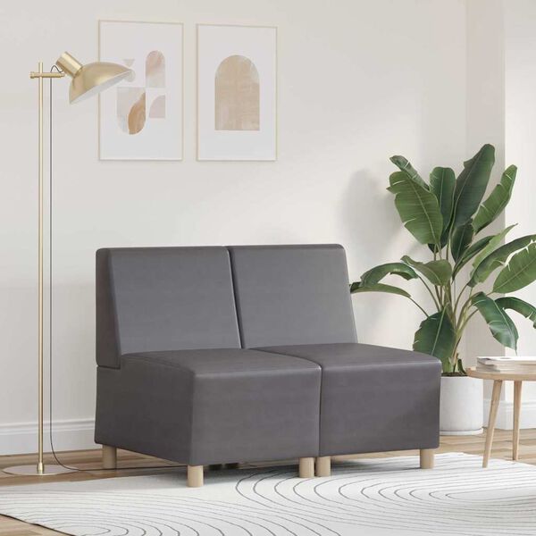 vidaXL Modulsofa enhed uden arme 2 pcs Grå 55 x 74 x 82 cm Faux læder