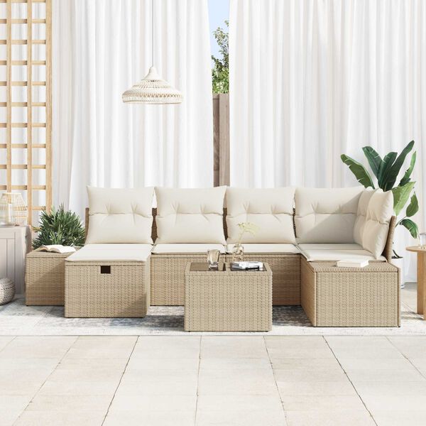 vidaXL Sofa Sæt med pude 7 pcs polyrattan