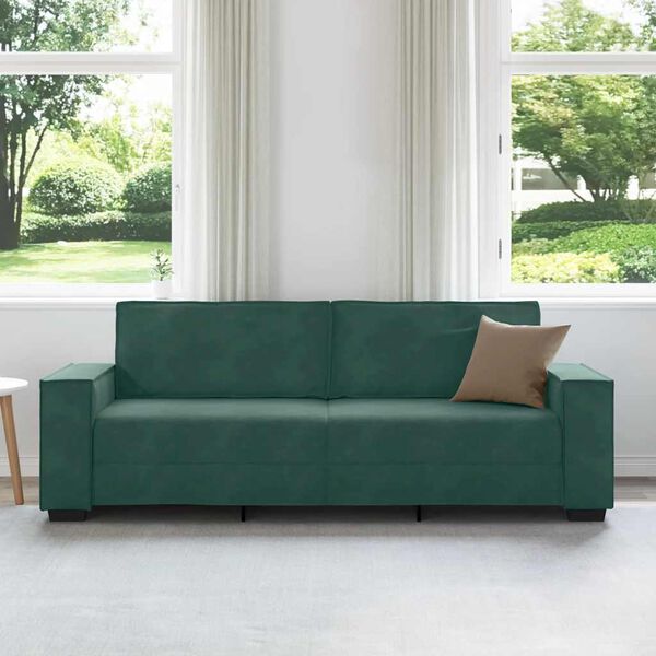 vidaXL 3-personers sofa 220x78x84 cm fl&oslash;jl m&oslash;rkegr&oslash;n