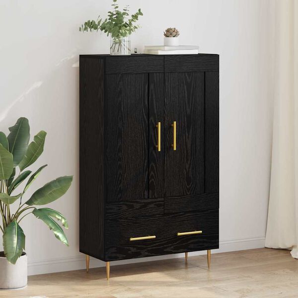 vidaXL Highboard med skuffe Sort eg 69,5 x 31 x 115 cm Konstrueret tr&aelig;