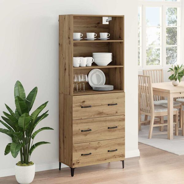 vidaXL Highboard Artisan Egetr&aelig; 69,5 x 34 x 180 cm Konstrueret tr&aelig;