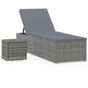 vidaXL liggestol med hynde og tebord polyrattan gr&aring;