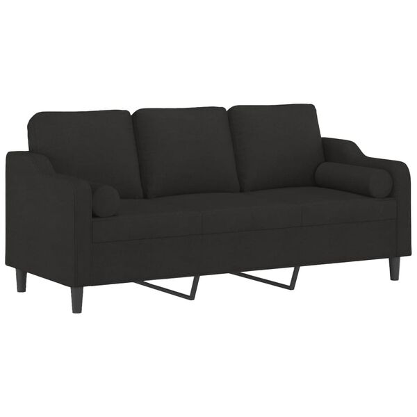 vidaXL 3-personers sofa med pyntepuder 180 cm stof sort