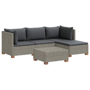 vidaXL 5 stk. Rattan Lounges&aelig;t med Puder GENDT Naturlig rattan