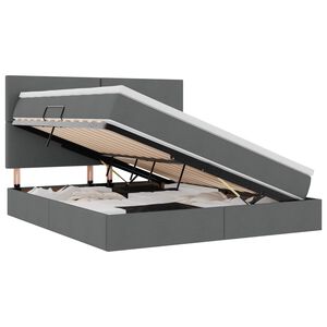 vidaXL Seng med opbevaring og LED M&oslash;rkegr&aring; 180 x 200 cm Polyester