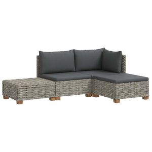 vidaXL 4 stk. Rattan Lounges&aelig;t med Puder GENDT Naturlig rattan
