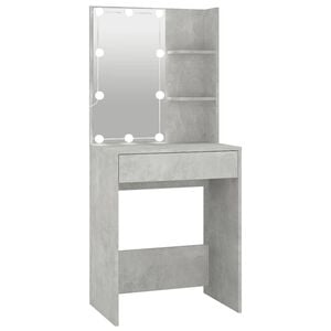 vidaXL makeupbord med LED-lys 60x40x140 cm betongr&aring;