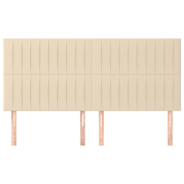 vidaXL sengegavl cremefarvet 200x5x118/128 cm stof