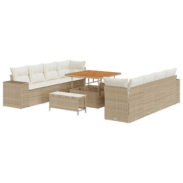 vidaXL Havesofa S&aelig;t med pude 11 pcs Beige og creme polyrattan