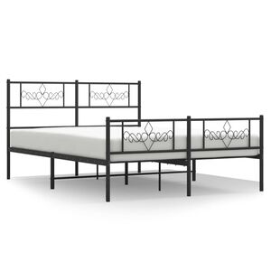 vidaXL sengeramme med sengegavl og fodg&aelig;rde 140x200 cm metal sort