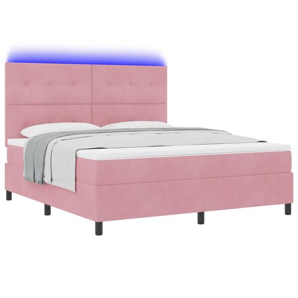 vidaXL LED Box Spring Bed med madras Lyser&oslash;d 180 x 200 cm Stof