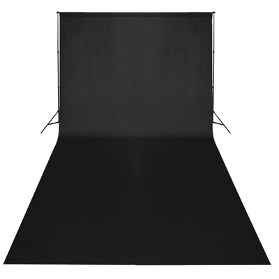 vidaXL studiosæt med sort fotobaggrund og lamper 600 x 300 cm
