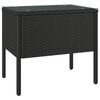 vidaXL sidebord 53x37x48 cm polyrattan og h&aelig;rdet glas sort