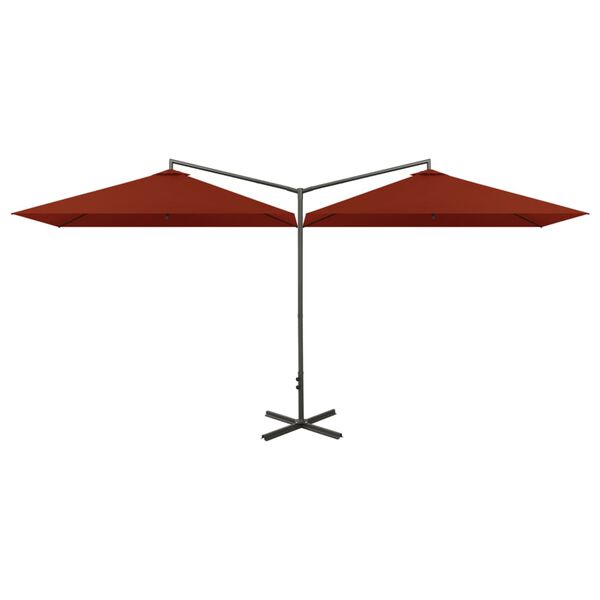 vidaXL dobbelt parasol 600x300 cm st&aring;lstang terracottafarvet