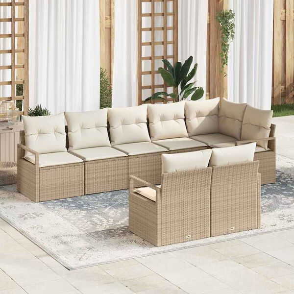 vidaXL Sofa S&aelig;t 8 pcs Beige polyrattan