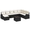 vidaXL Havesofa S&aelig;t med pude 9 pcs Sort Poly rattan