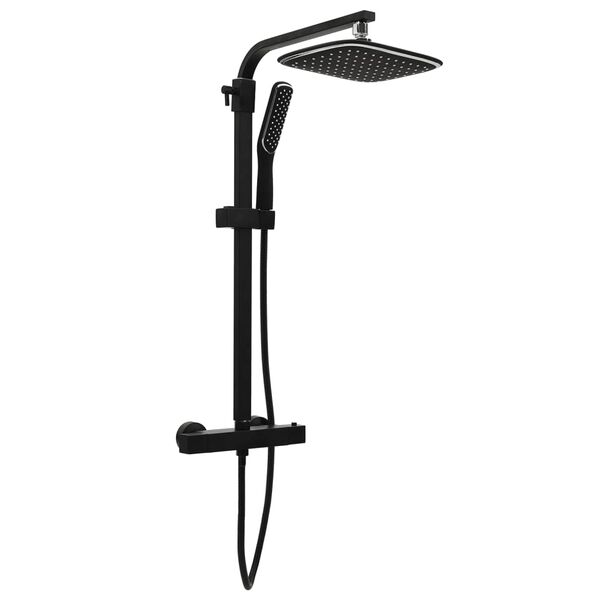 vidaXL dobbelt brusehoved med blandingsbatteri og slange sort