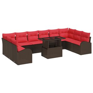 vidaXL Havesofa S&aelig;t 11 stk. 10-Antal s&aelig;der Brun polyrattan