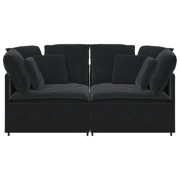 vidaXL modulsofa med hynder fløjl sort