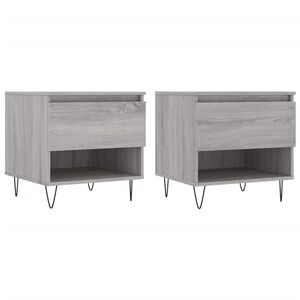 vidaXL sofaborde 2 stk. 50x46x50 cm konstrueret tr&aelig; gr&aring; sonoma-eg