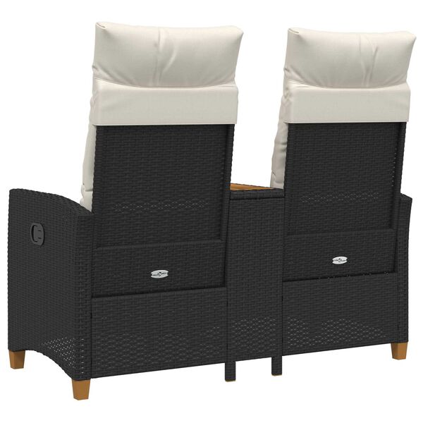 vidaXL Reclining Bench med Bord Sort og Cremehvid 126 x 65 x 112 cm