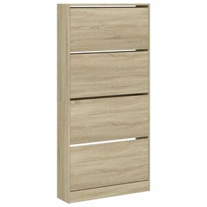 vidaXL skoskab med 4 vippeskuffer 80x21x163,5 cm sonoma-eg