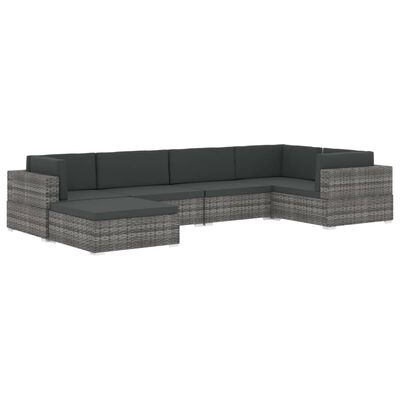vidaXL midtersæde til sofa 1 stk. med hynder polyrattan brun
