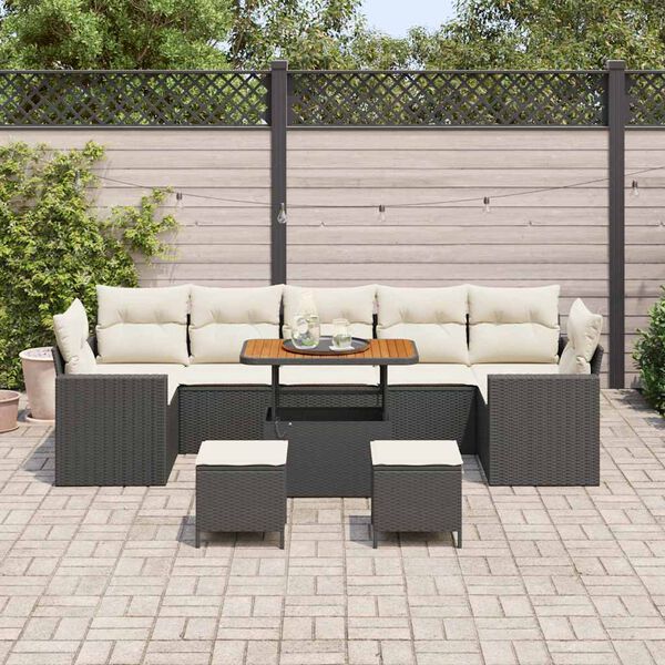 vidaXL Havesofa S&aelig;t 10 pcs Sort polyrattan