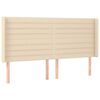 vidaXL sengegavl med LED-lys 163x16x118/128 cm stof cremefarvet