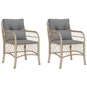 vidaXL havestole med hynder 2 stk. polyrattan blandet beige