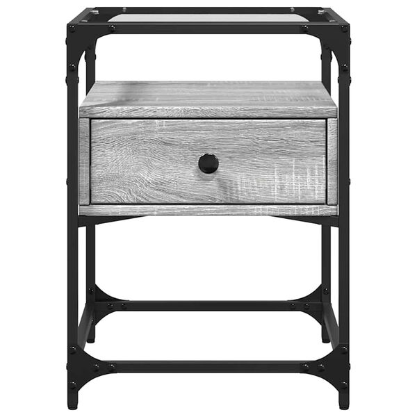 vidaXL sengeborde 2 stk. 40x40x55 cm konstrueret træ grå sonoma-eg