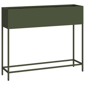 vidaXL H&aelig;vet haveplante Olivengr&oslash;n 100 x 26 x 82 cm St&aring;l