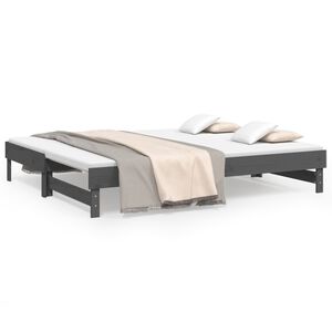 vidaXL daybed med udtr&aelig;k 2x(100x200) cm massivt fyrretr&aelig; gr&aring;