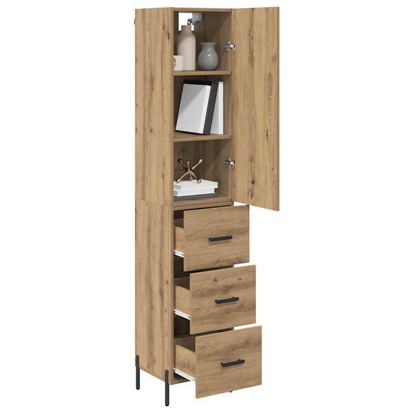 vidaXL Highboard Artisan Egetr&aelig; 34,5 x 34 x 180 cm Konstrueret tr&aelig;