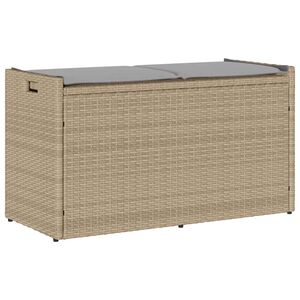 vidaXL udend&oslash;rs opbevaringsb&aelig;nk med hynde 100 cm polyrattan beige