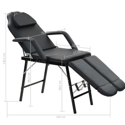 vidaXL mobil ansigtsbehandlingsstol kunstlæder 185 x 78 x 76 cm sort