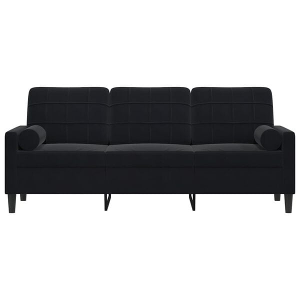 vidaXL 3-personers sofa med pyntepuder 180 cm velour sort