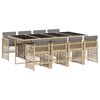 vidaXL spisebordss&aelig;t til haven 9 dele med hynder polyrattan beige