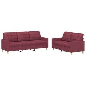 vidaXL sofas&aelig;t 2 dele med hynder stof vinr&oslash;d