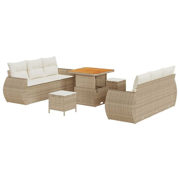 vidaXL Havesofa S&aelig;t med pude med pude 9 pcs Beige og creme polyrattan
