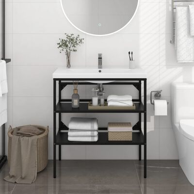 vidaXL badeværelsesmøbel til håndvask 79x38x83 cm jern sort