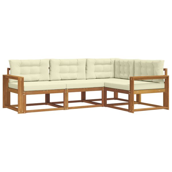 vidaXL Udend&oslash;rs sofagruppe med pude 4 pcs Naturlig og Fl&oslash;de