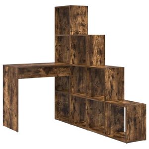 vidaXL Hj&oslash;rneskrivebord med hylde R&oslash;get eg 101,5 x 149,5 x 149,5 cm