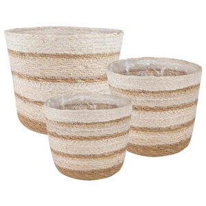 vidaXL 3 stk. Naturlig, hvid og beige &Oslash;26 x 19 cm 100% S&oslash;gr&aelig;s
