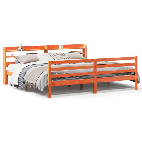 vidaXL sengeramme uden madras 180x200 cm massivt fyrretr&aelig; gyldenbrun