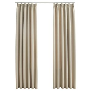 vidaXL m&oslash;rkl&aelig;gningsgardiner 2 stk. med kroge 140 x 225 cm beige